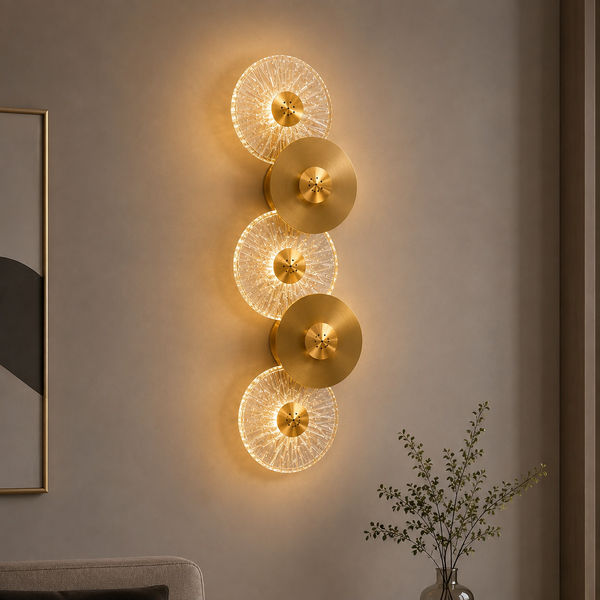 Applique murale  Fortes en laiton et verre champagne