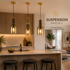 Pack de 3 Suspensions Design en Verre Champagne