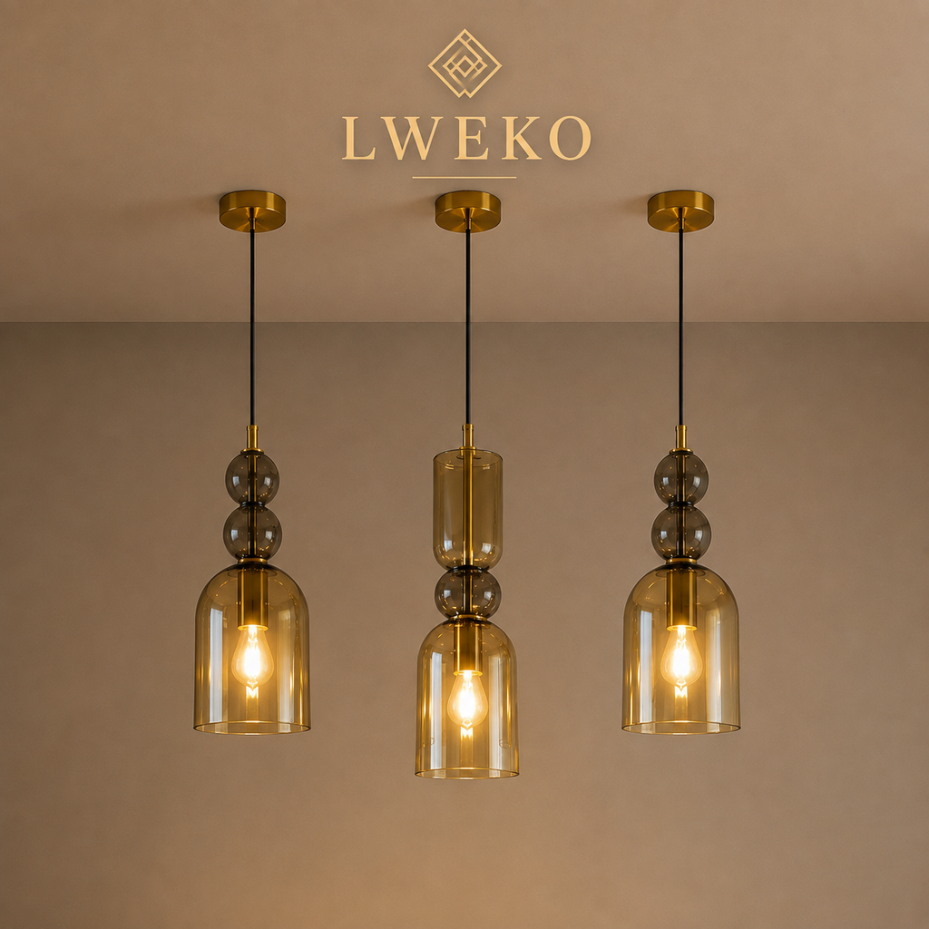 Pack de 3 Suspensions Design en Verre Champagne