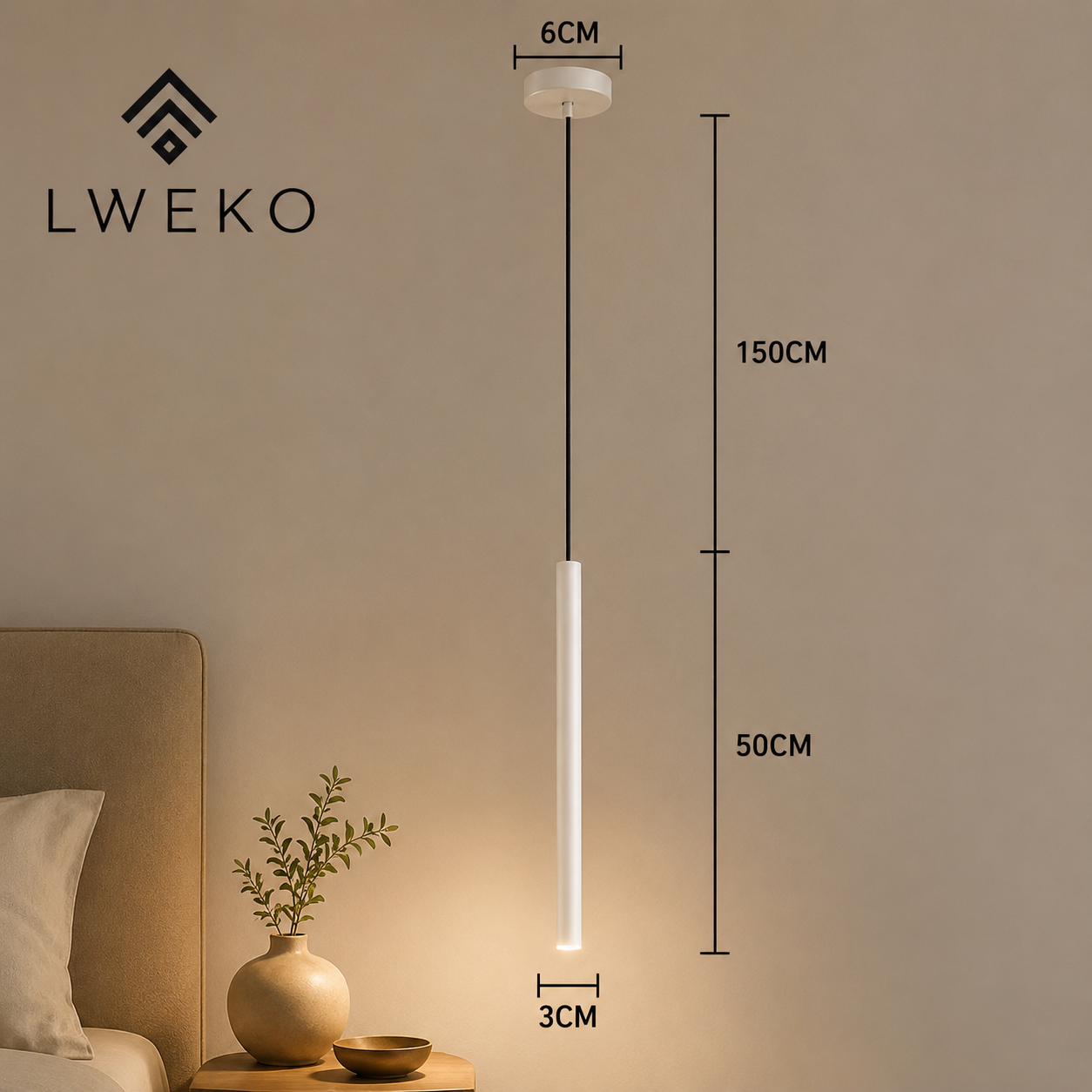 Suspension Slim cylindrique à Led intégrée