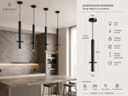 Suspension PERRY  tubulaire en travertin naturel noir