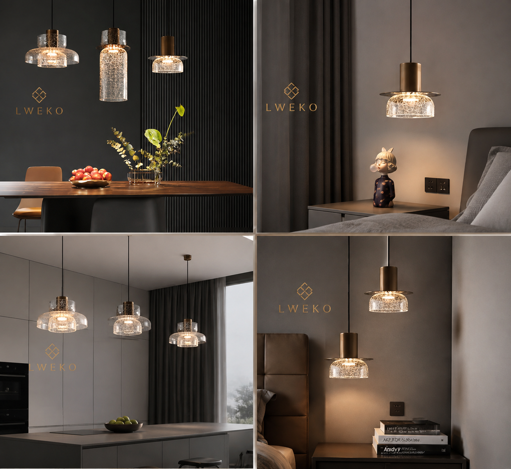 Suspensions en verre craquelé au design moderne