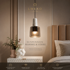 Suspension Glass en marbre naturel et verre champagne