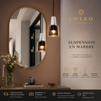 Suspension Glass en marbre naturel et verre champagne