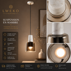 Suspension Glass en marbre naturel et verre champagne