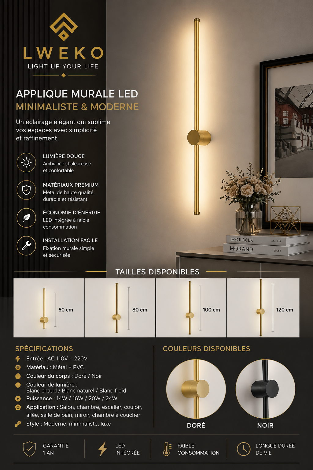 Applique murale Led PARCOLA GD