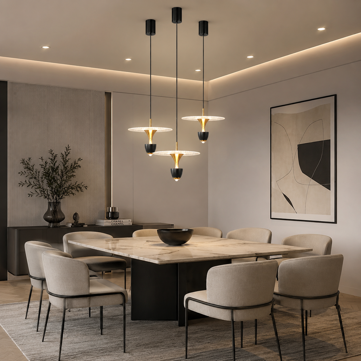 Suspension Linéaire à Led intégrée en noir - Lweko