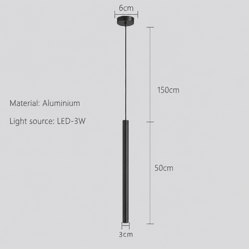 Suspension Slim cylindrique à Led intégrée