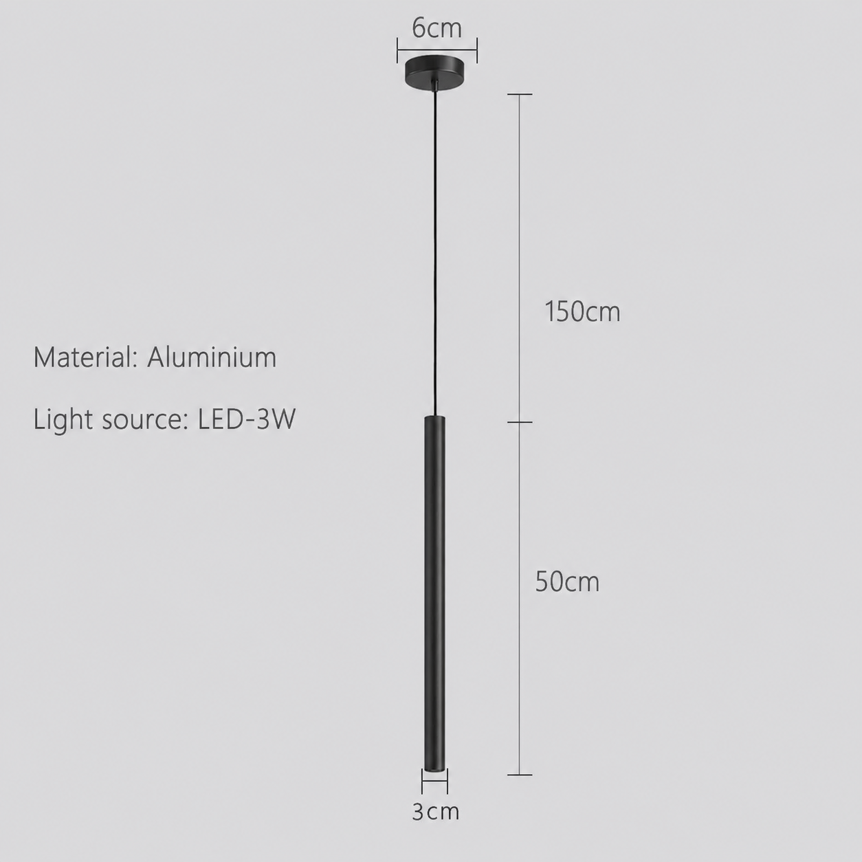 Suspension Slim cylindrique à Led intégrée