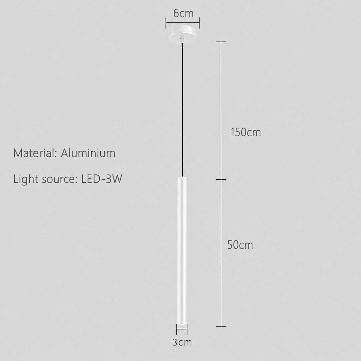 Suspension Slim cylindrique à Led intégrée