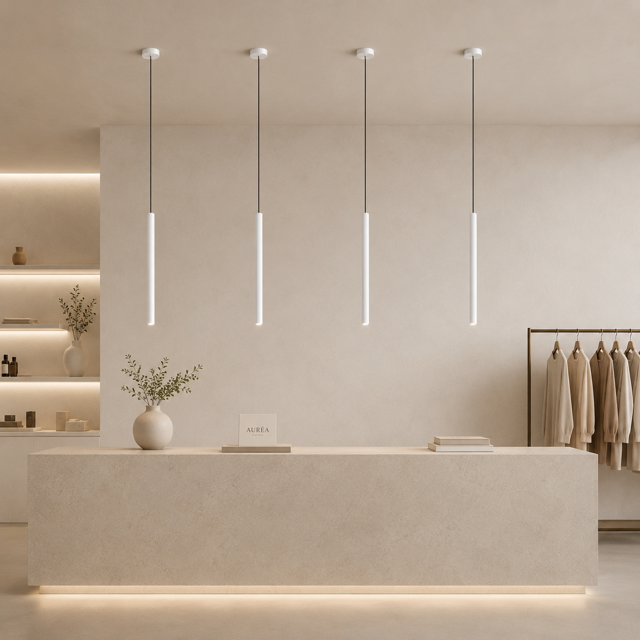 Suspension Slim cylindrique à Led intégrée