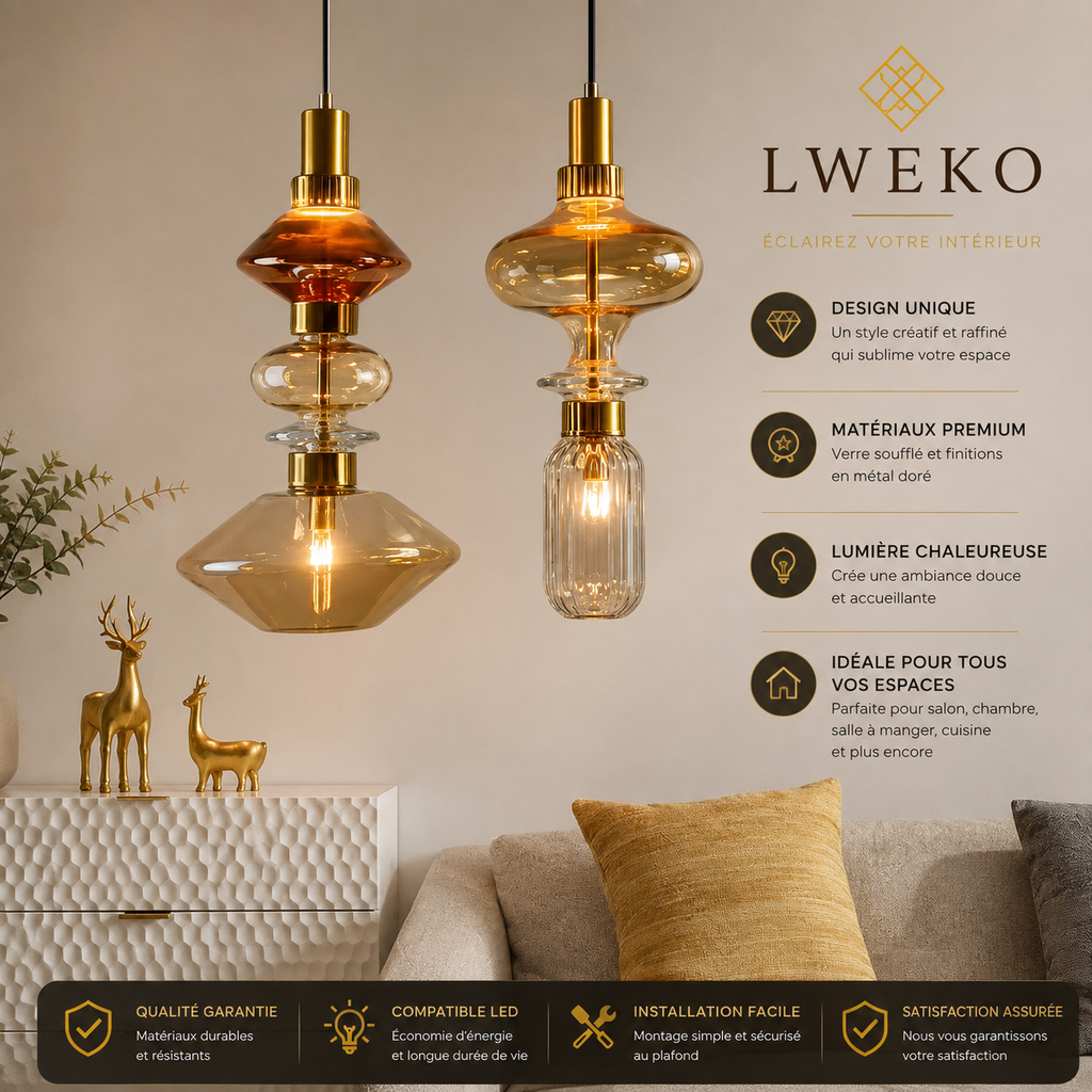 Suspension IZMIR Led en verre