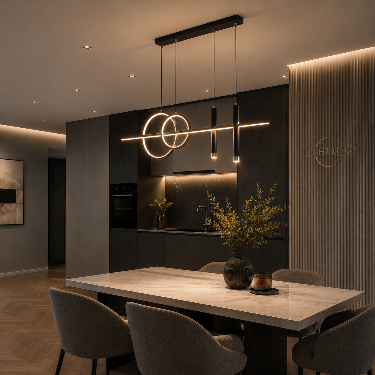 Lustre Noir Moderne pour salle à manger