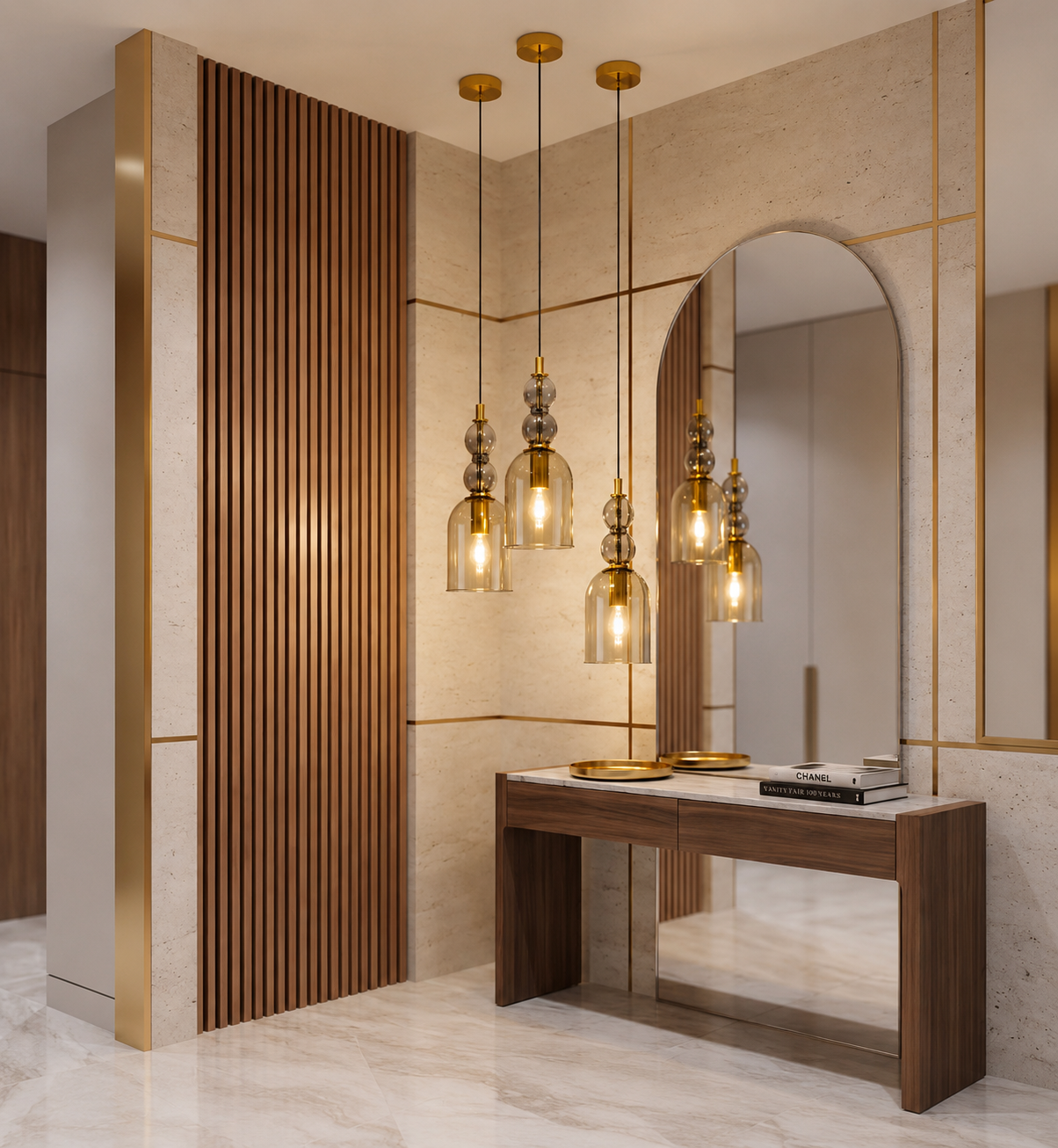 Pack de 3 suspensions design en verre champagne