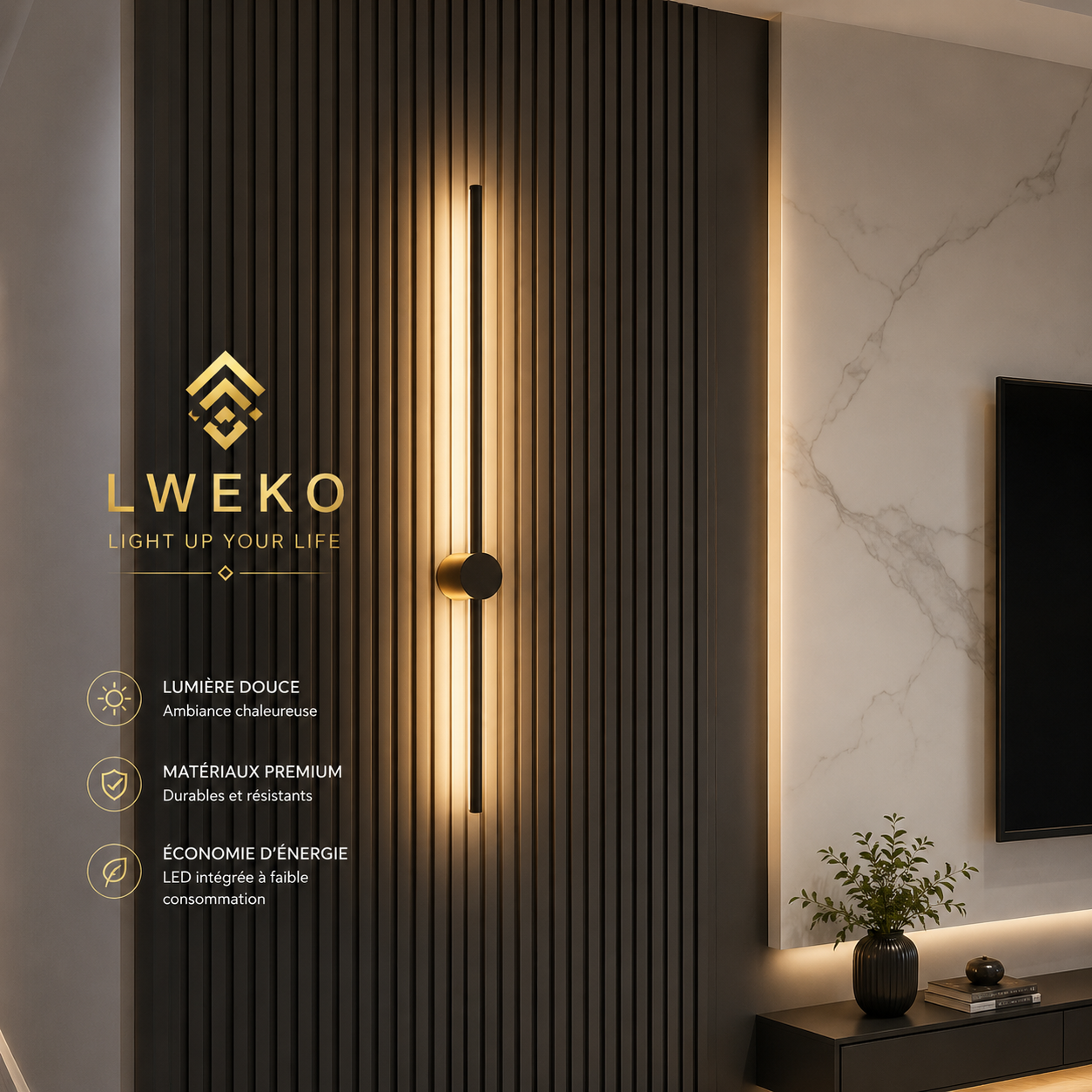 Applique murale Led PERCOLA Noir