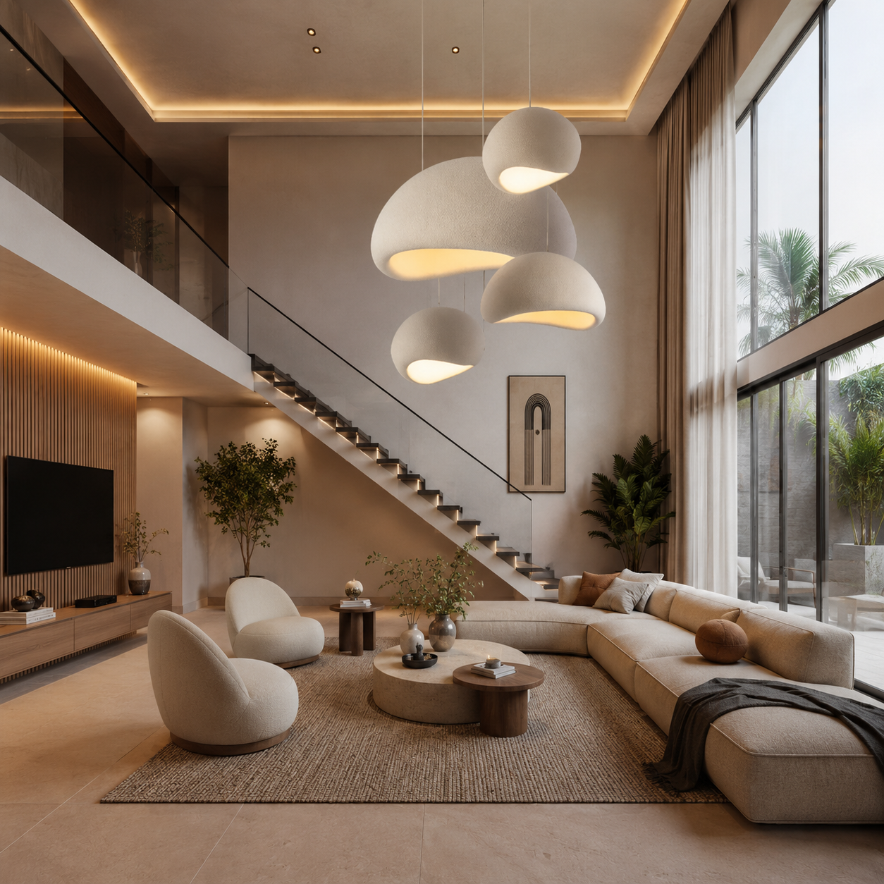 Suspension Wabi blanche au design moderne