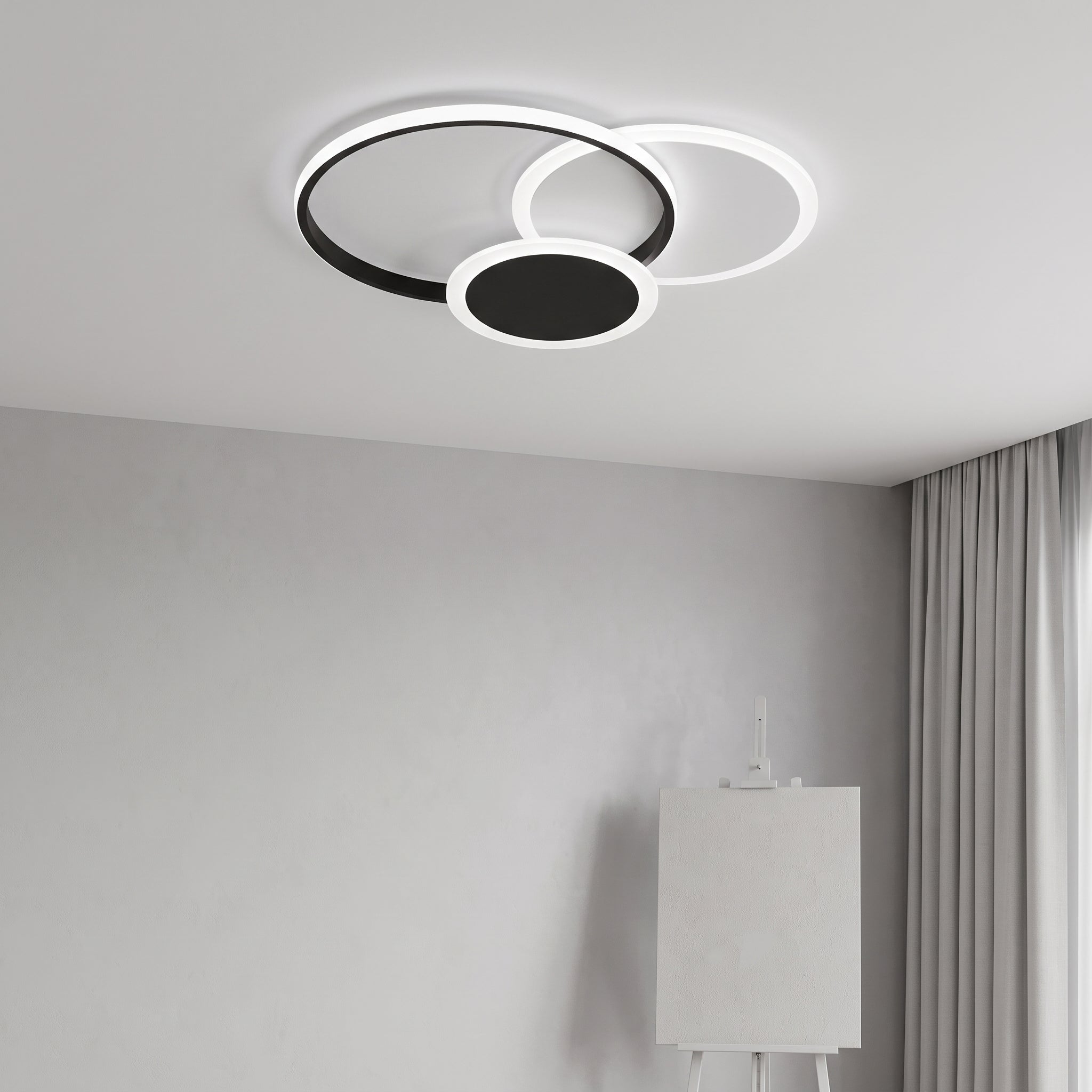 Plafonnier FERRTY minimaliste en Acrylique noir et blanc